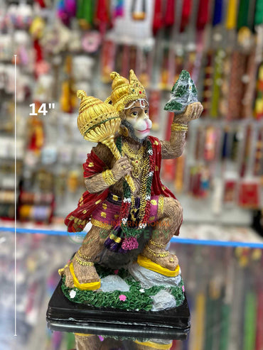 Hindu God Flying Hanuman Statue 14 inch tall