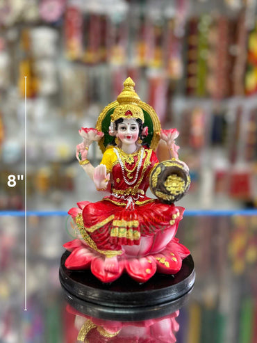 Beautiful Hindu Goddess Lakshmi Meditating on Lotus Throne 8"
