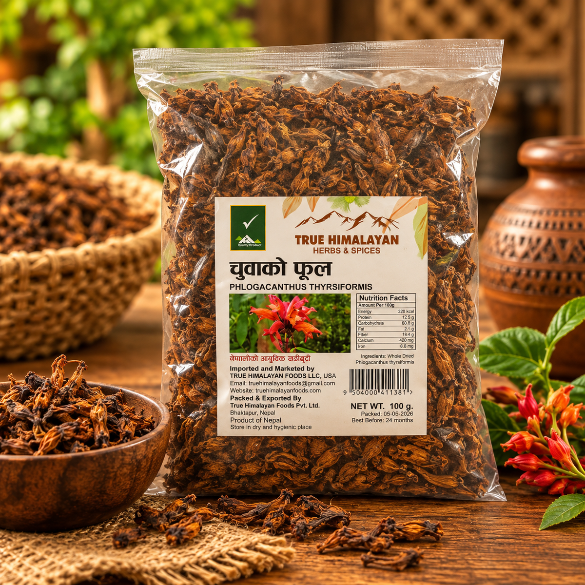 Chuwa Ko Phool 100g – Dried Phlogacanthus Thyrsiformis