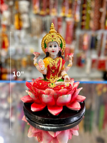 Goddess Lakshmi Meditating on Lotus Throne 10"