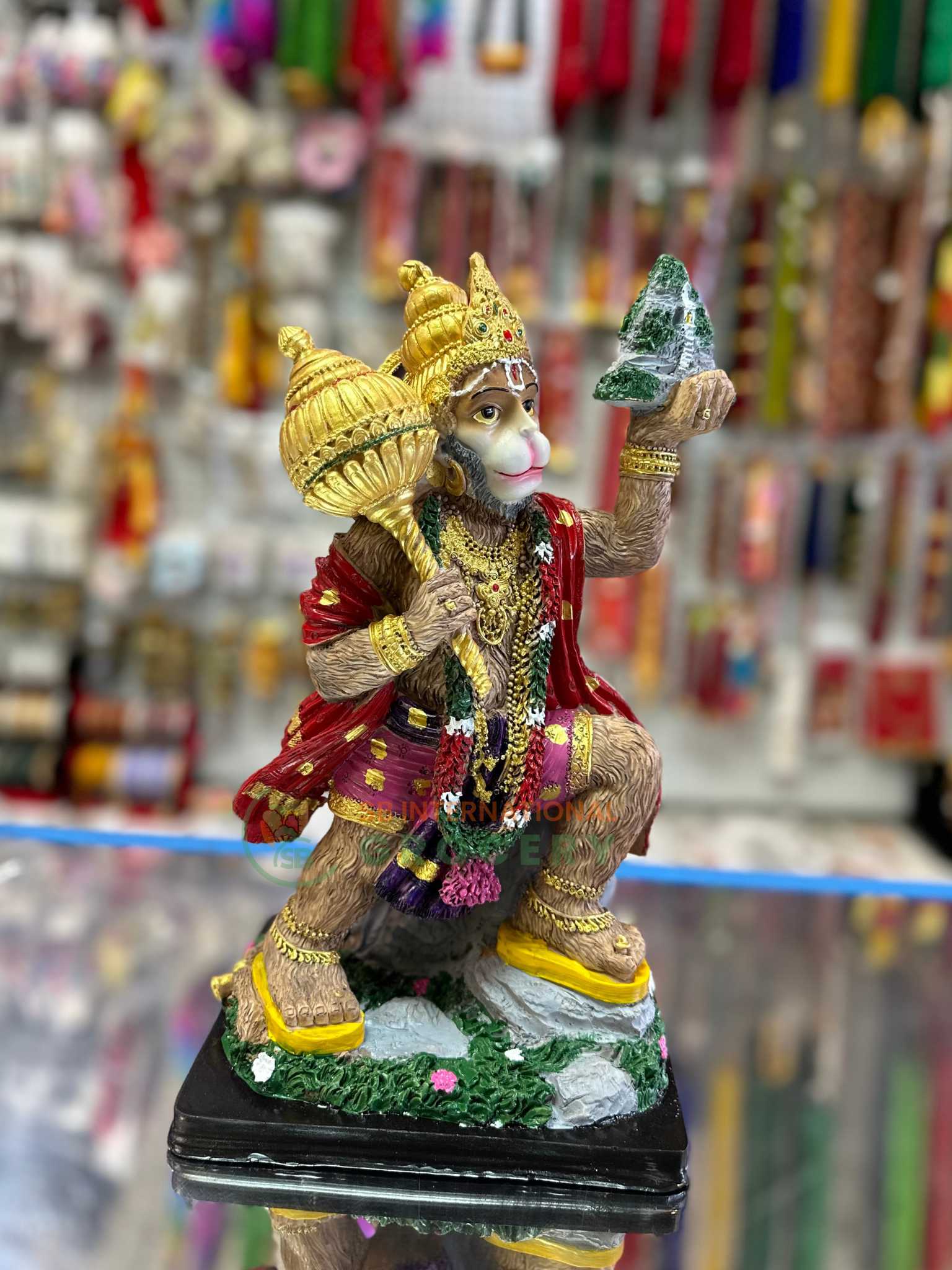 Hindu God Flying Hanuman Statue 14 inch tall